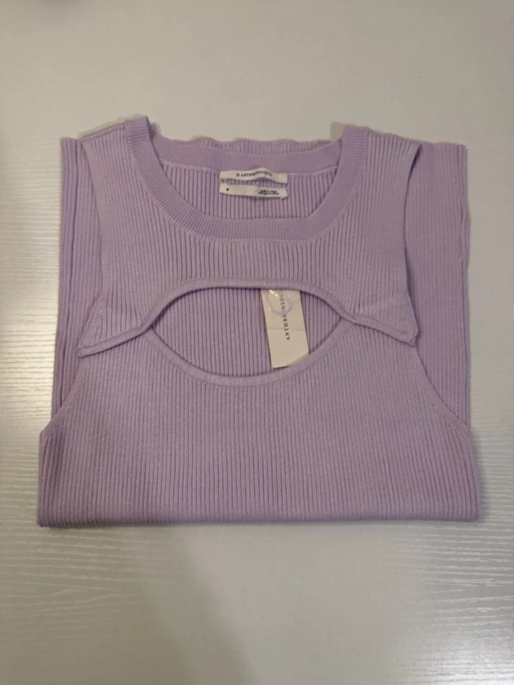 New By Anthropology Lavender Cut Out Tank - Ribbed NWT